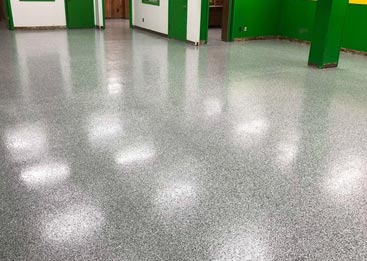 polished concrete basement floor
